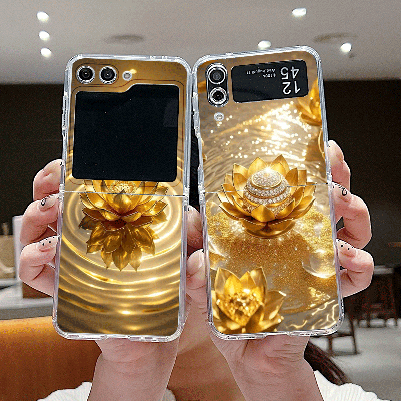 Z Phone Accessories - Creatieve Gouden Lotusbloem Patroon Telefoonhoesje voor