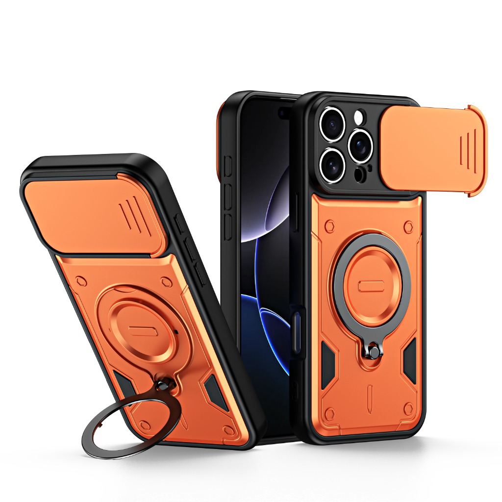 Phone Accessories Ring - Stootvaste telefoonhoes met schuifbare cameradeksel 360°