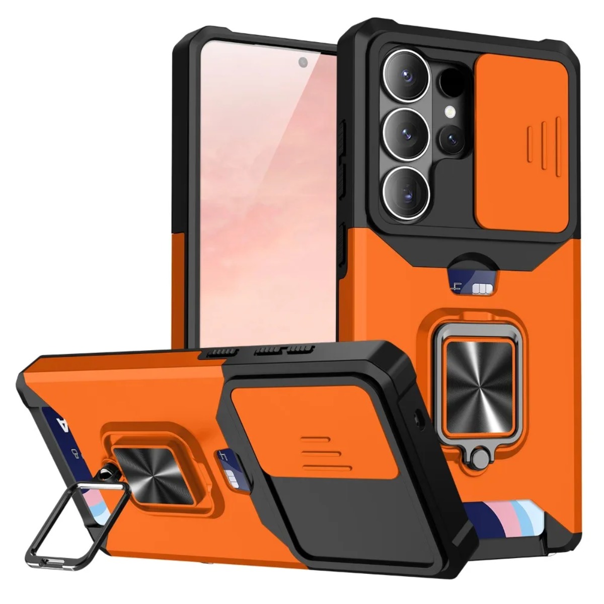 Phone Accessories Ring - Telefoonhoesje met kaartsleuf, ringhouder en schuifbare