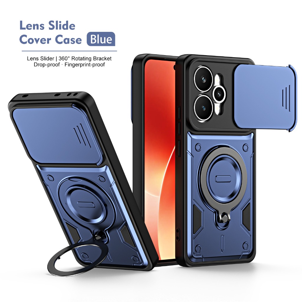 Phone Accessories Ring - Stootvaste telefoonhoes met schuifbare camera-afdekking 360°